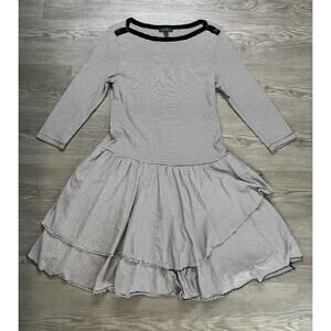 LRL Lauren Jeans Co. Striped 3/4 Sleeve Tiered Skirt Dress Women’s Size L